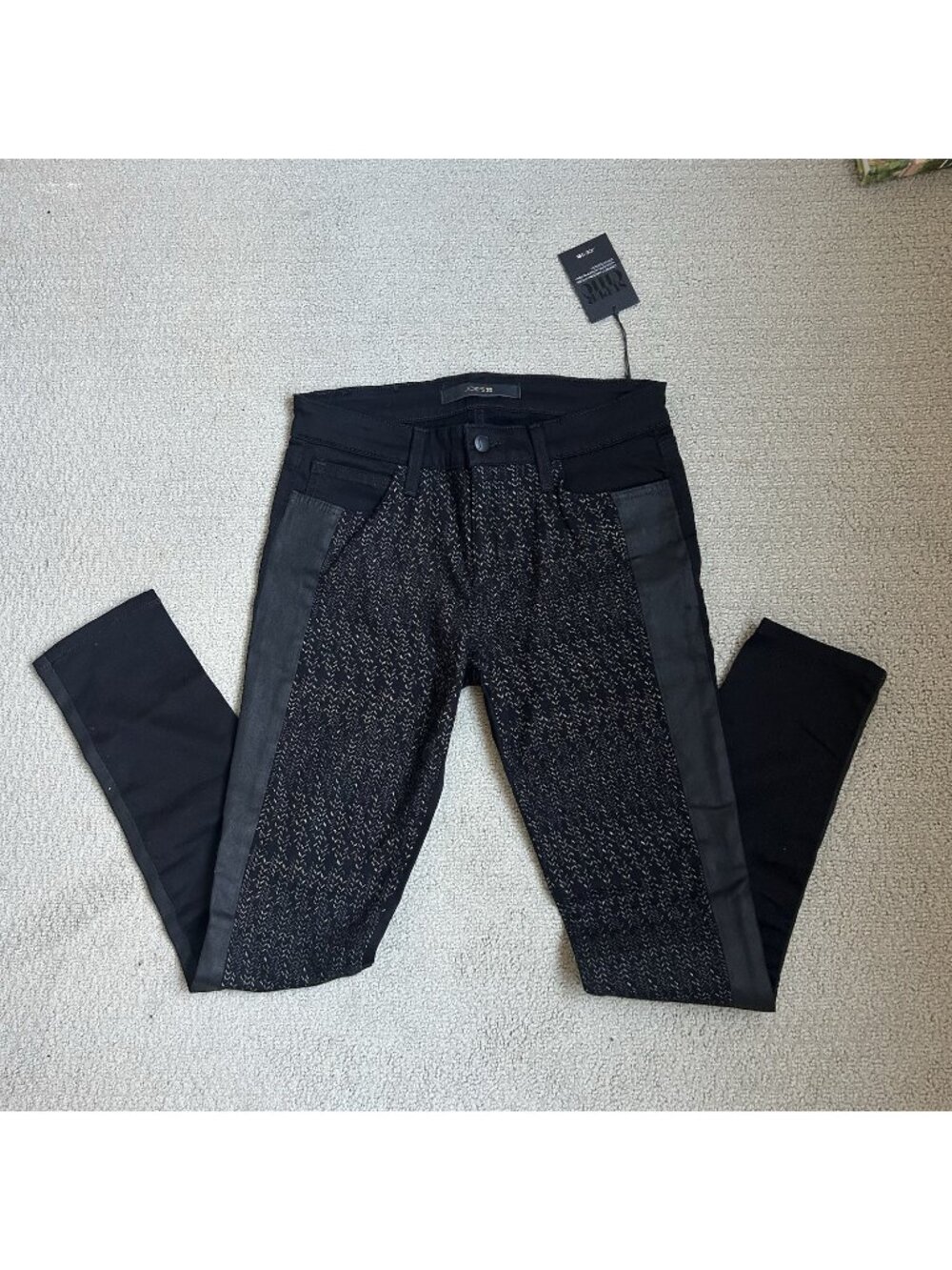 Joe's Jeans Black and White Matrix Print Skinny Ankle Jeans, Size W28